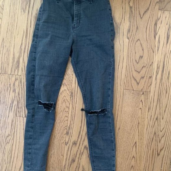 TOPSHOP Black Ripped Joni Jeans 32-Inch Leg - Picture 2 of 6